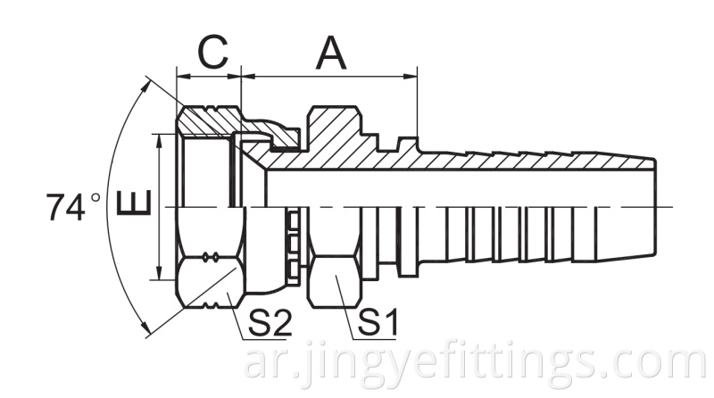 Jic Female 74 Cone Seat Double Hexagon 26711d Drawing